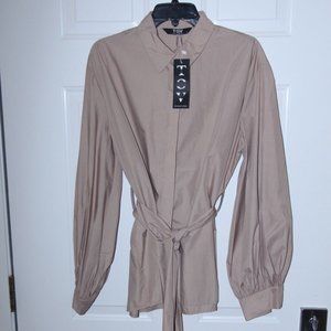 ❤️ $76 TOV Holy Los Angeles Cotton Button Up Bishop Sleeve Blouse; Sz 44 (US XL)